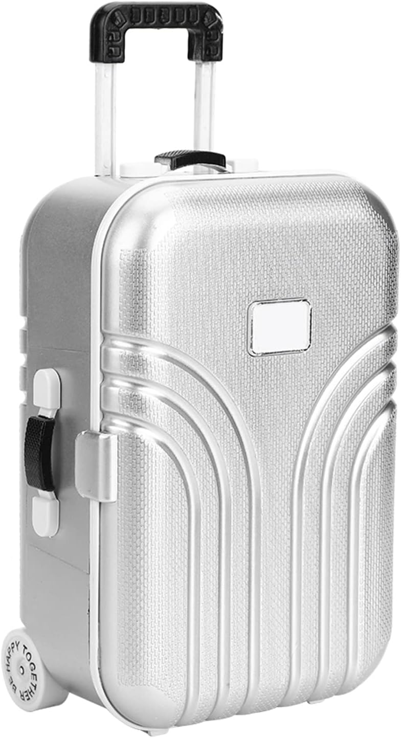Wakects Reisekoffer für Puppen, Trolley in Mini-Grösse mit Rollkoffer, offen und geschlossen, silber