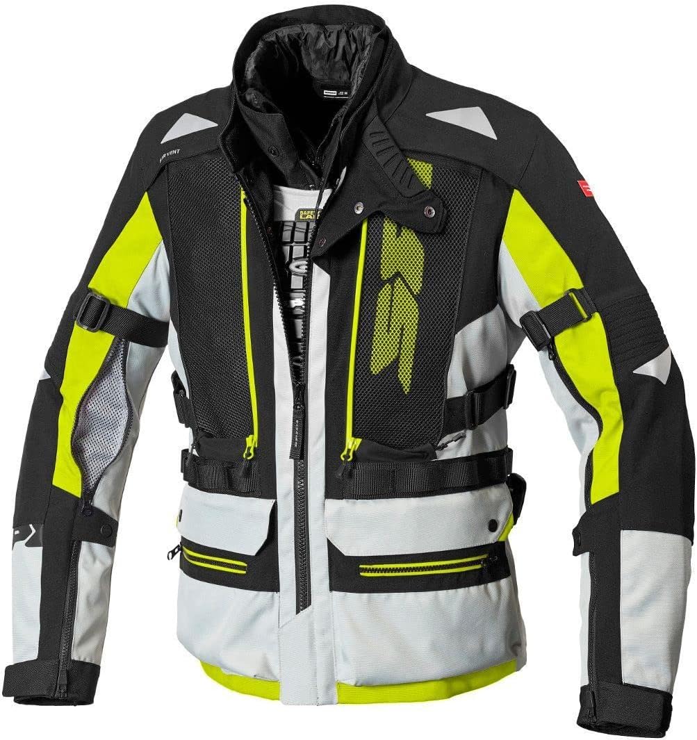 Spidi H2Out Allroad Motorrad Textiljacke (Black/Grey/Yellow,L)