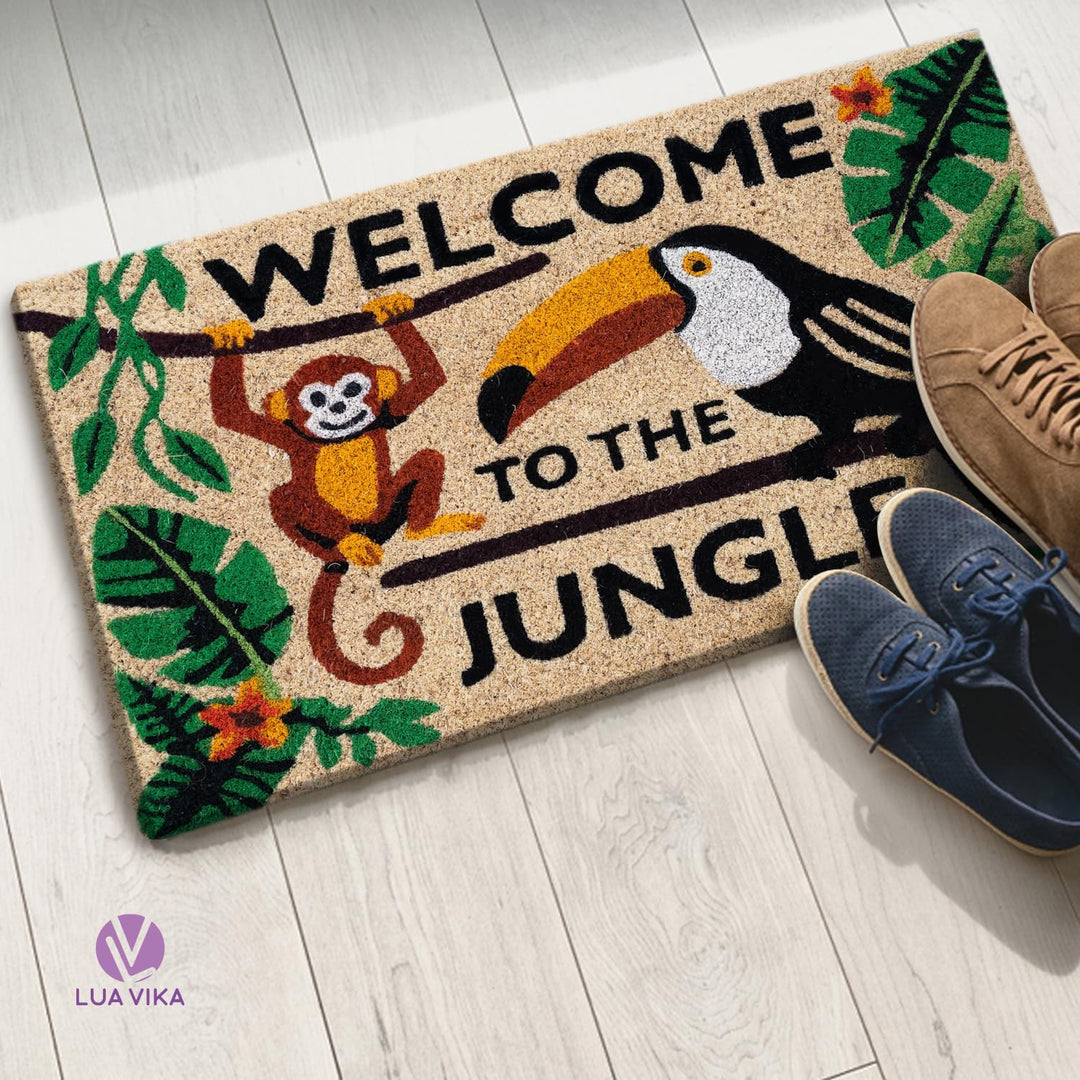 Fussmatte Kokos - Welcome to the Jungle - 40x70 cm - Fussmatte Aussen und Innen - Fussmatten Haustür