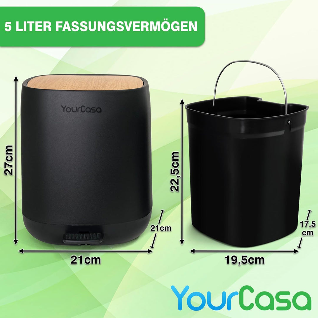 YourCasa Mülleimer Bad [5L] - 30% weniger Plastik - Badeimer - Kosmetikeimer Badezimmer Klein - Badm