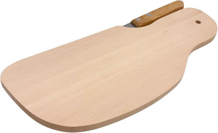 4X HOFMEISTER® Frühstücksbrett mit Brotmesser Buchenholz 28 x 11 x 1 cm