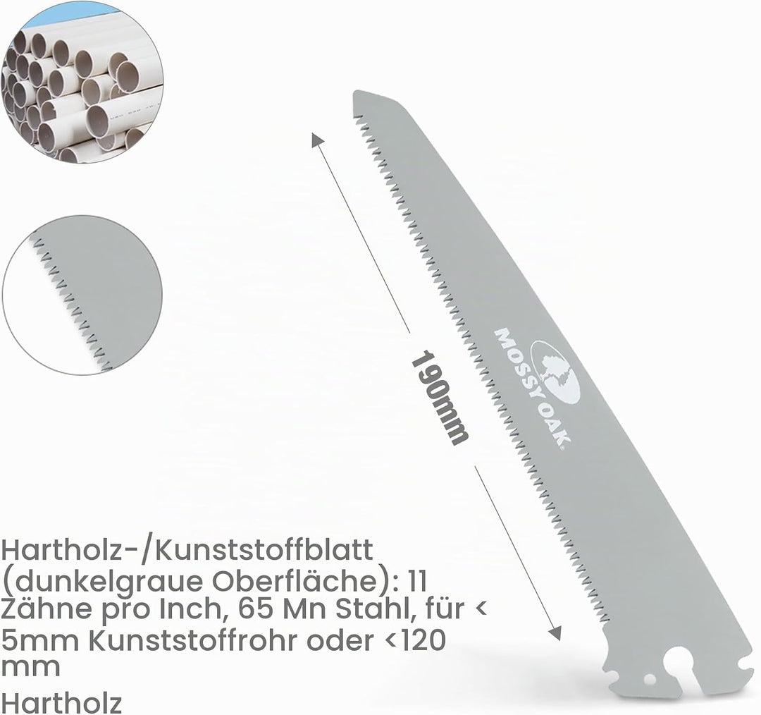 Mossy Oak 6-tlg. Sägeblatt Set, Ersatzklingen für Mossy Oak 3 in 1 Handsäge, 190mm Sägeblätter Set S