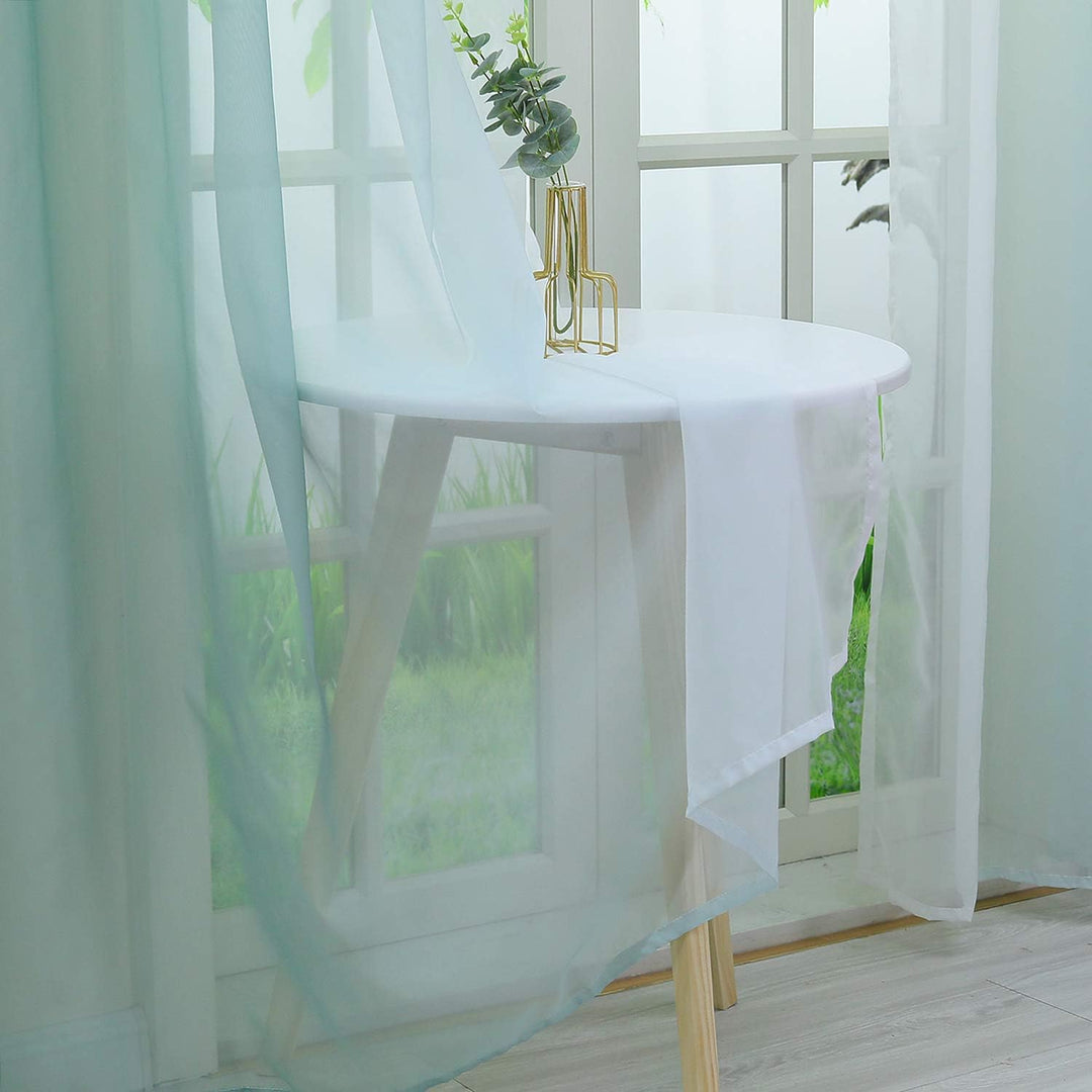 HongYa 2er-Pack Farbverlauf Gardinen Transparenter Voile Vorhänge Schals mit Kräuselband H/B 225/140