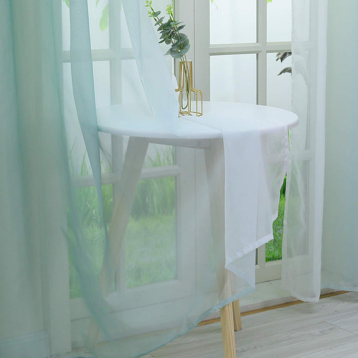 HongYa 2er-Pack Farbverlauf Gardinen Transparenter Voile Vorhänge Schals mit Kräuselband H/B 245/140