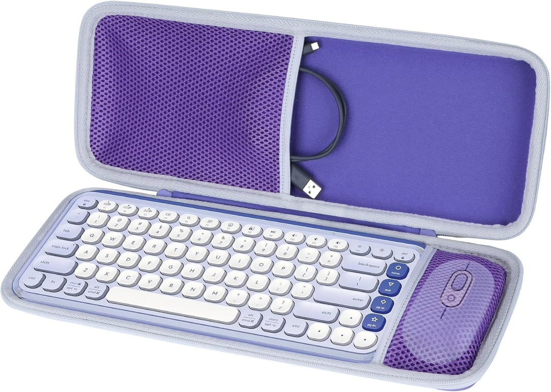 Lebakort Hart Schutz Hülle Etui für Logitech POP ICON Combo Bluetooth-Tastatur-Maus-Set Lila POP ICO