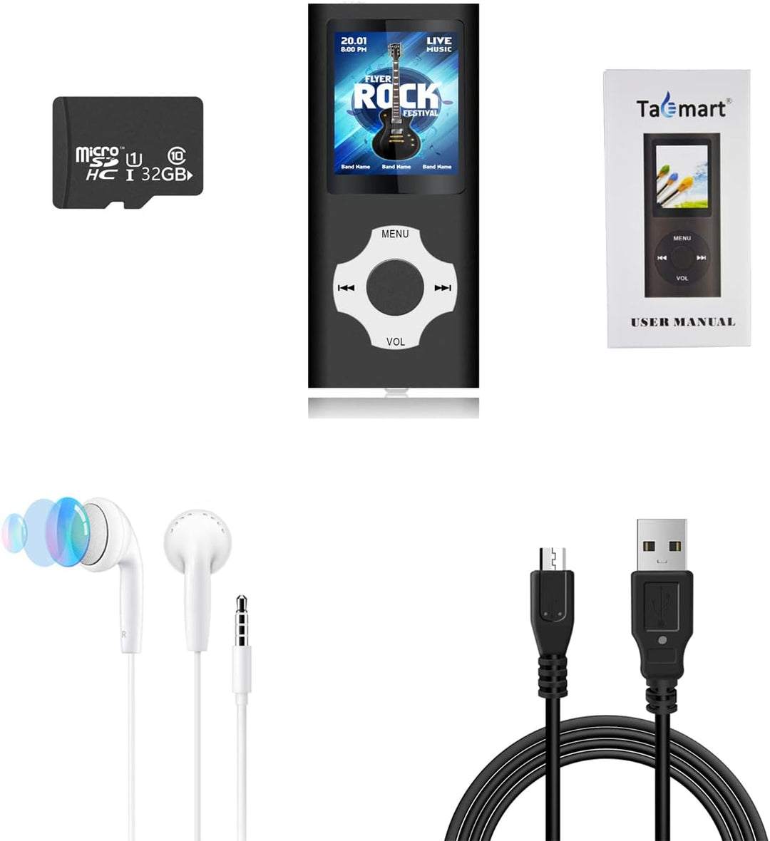 Tabmart MP3 MP4 Musik Player Inklusiv 32GB MicroSD Unterstützung Audio Player Media Player 1,81 Zoll