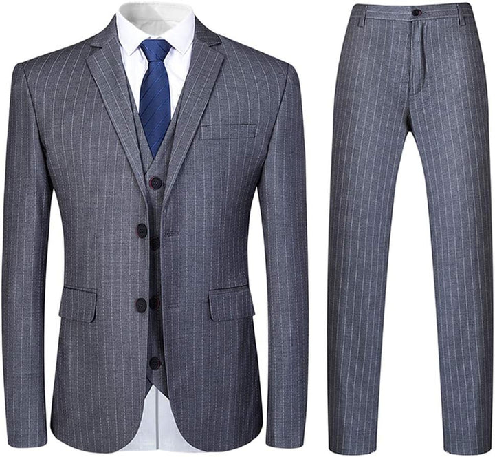 YOUTHUP Anzug Herren Slim Fit 3 Teilig Vertikale Streifen Anzüge Business Herrenanzug Sakko Weste Ho