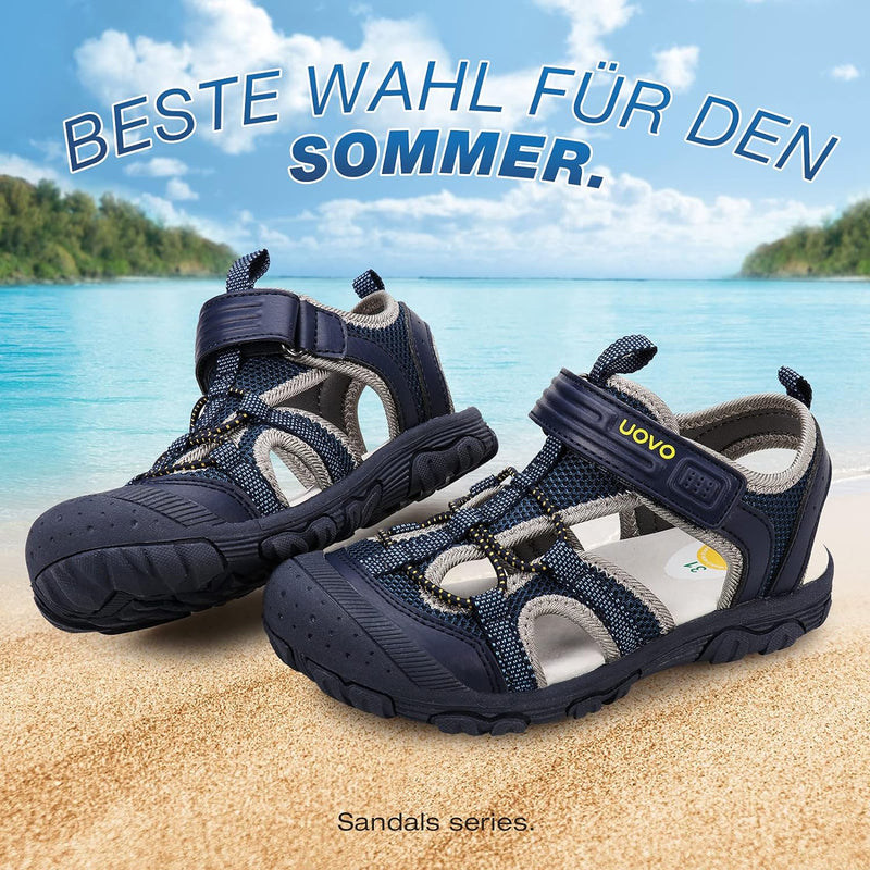 UOVO Jungen Sandalen Trekking Wandern Kinder Sandalen Outdoor Geschlossene Zehe Sandalen Sportliche