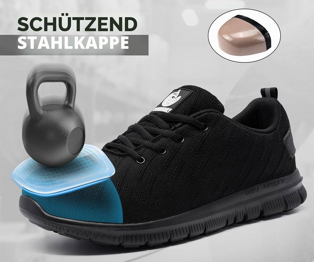 DYKHMILY Sicherheitsschuhe Damen Herren Pannensichere Arbeitsschuhe Leichte Stahlkappenschuhe Sportl