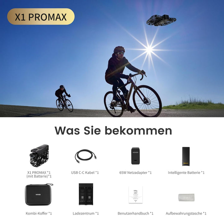 HOVERAir X1 PROMAX Drohne mit Kamera 8K, Faltbar Action Cam mit über 15 vollautomatischen Flugmodi,