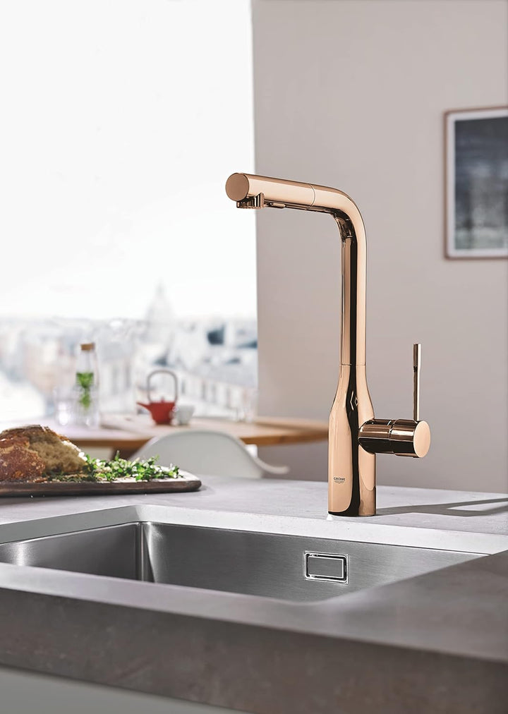 GROHE Essence - Einhand-Spültischbatterie (mit herausziehbarer Dual Spülbrause, Schwenkbereich 360°,