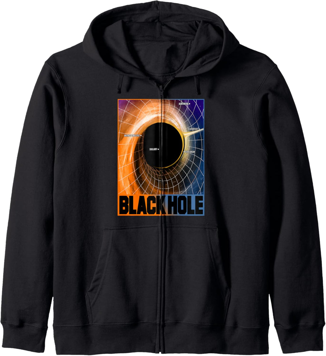 Trendy Black Hole Large Print Kapuzenjacke