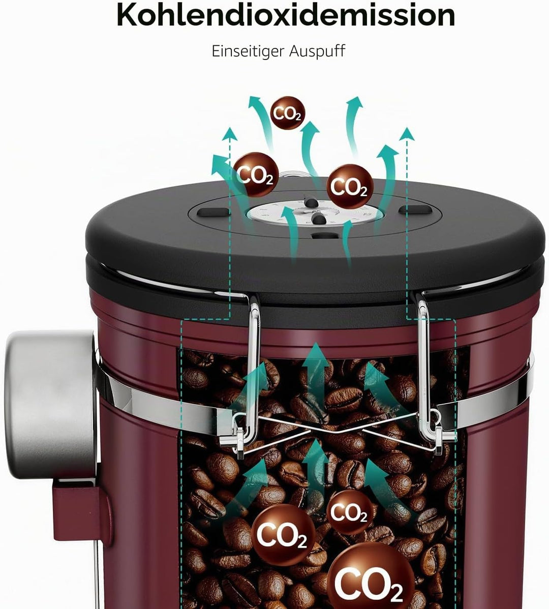 Coffee Gator Kaffeedose Edelstahl, Luftdicht Vorratsdose mit Deckel, Datum Tracker, CO2-Freigabevent