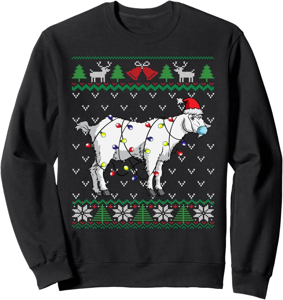 Ziegengesichtsmaske | Ziegen-Weihnachtsmann | Weihnachten Sweatshirt