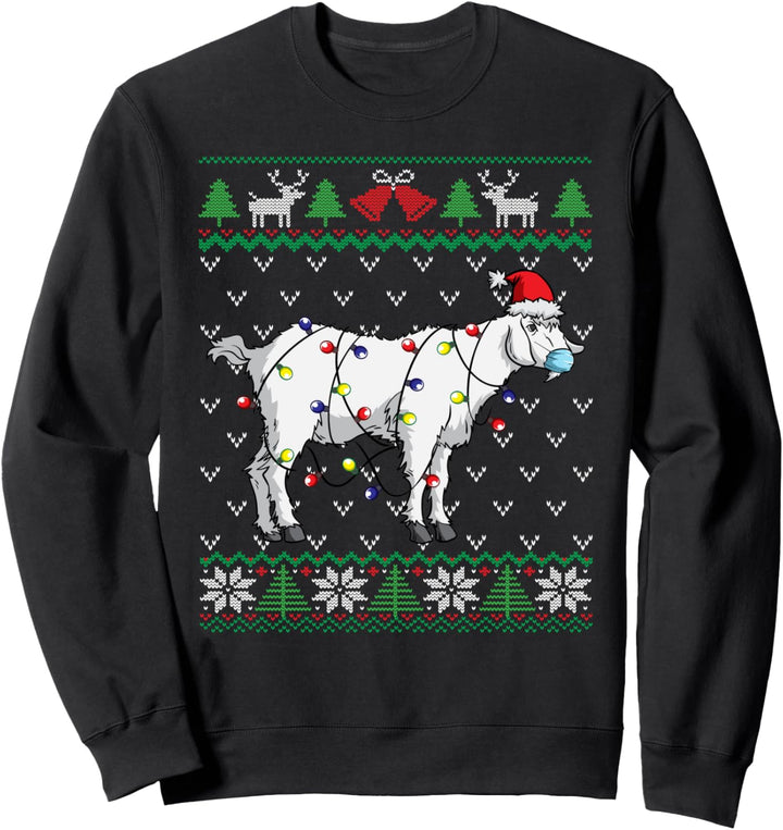 Ziegengesichtsmaske | Ziegen-Weihnachtsmann | Weihnachten Sweatshirt