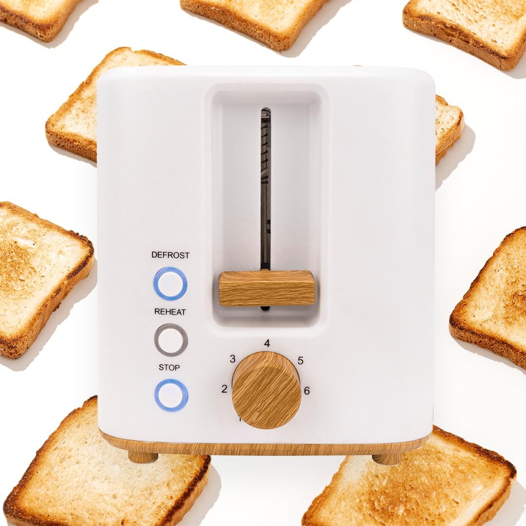 JOCCA - Toaster mit 2 Scheiben, Nature-Linie Toaster / 7 Toaststufen/Auftauen, Aufwärmen und Abbrech