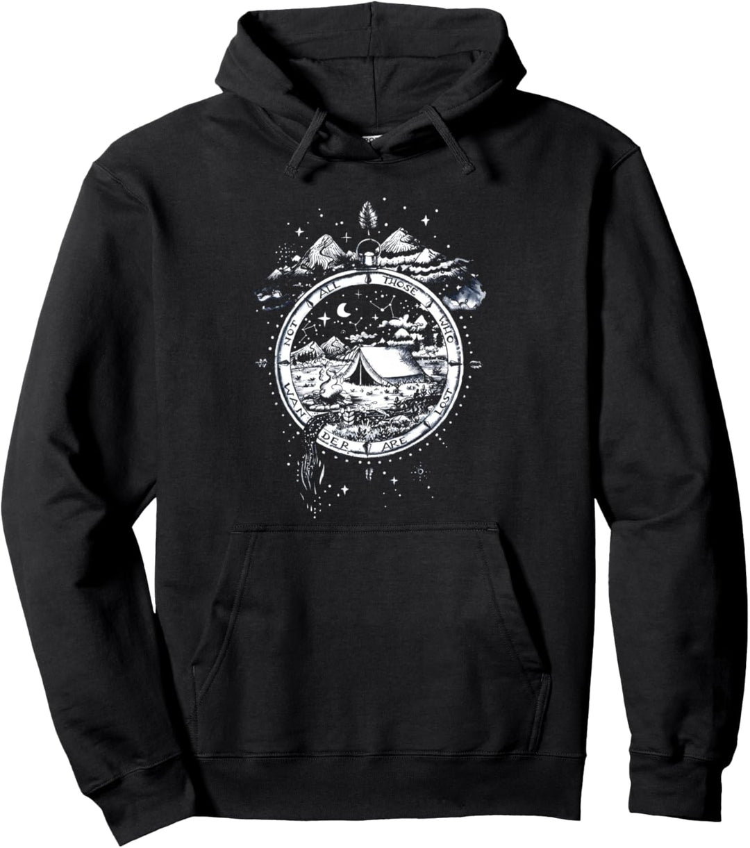 Not all those who wander are lost Kompass Outdoor Camping Pullover Hoodie