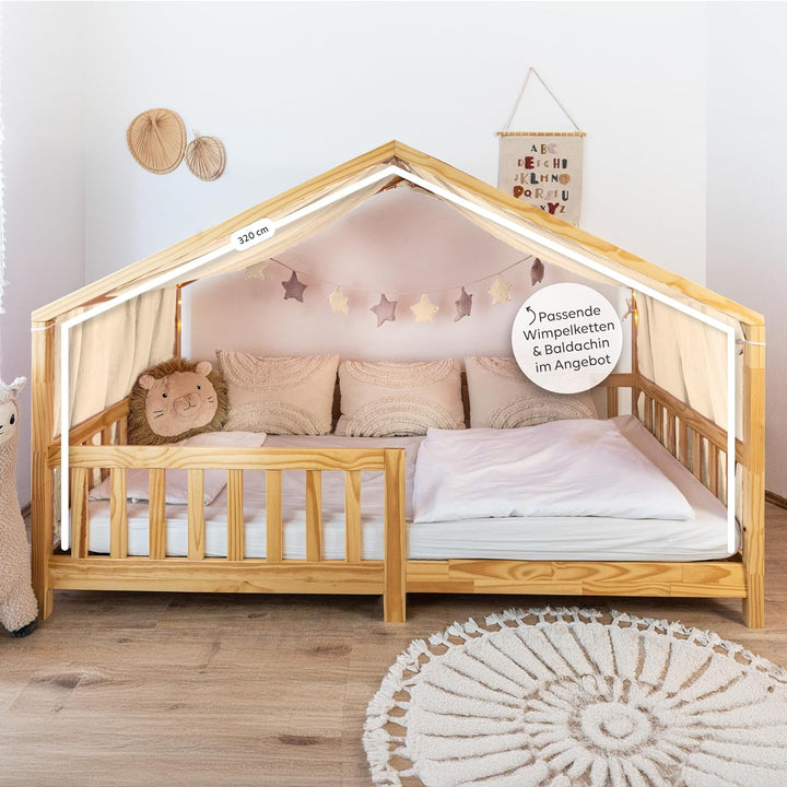 Hausbett Himmel [in 12 Farben] Betthimmel Hausbett aus 100% Baumwolle Musselin - Stoffhimmel für Hau