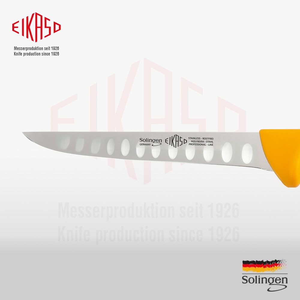 EIKASO Solingen Ausbeinmesser 16cm gerade mit steifer Klinge und Kullen (-schliff) in gelb 16 cm, 16