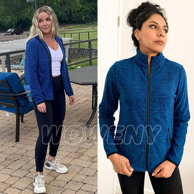 Soneven Fleecejacke Damen, Damen Fleece Jacke mit Durchgehendem Reissverschluss Langärmlig Leicht Fu