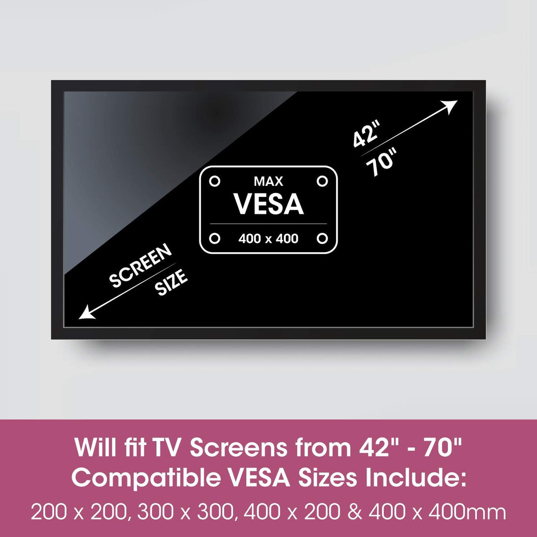 SLX Fernseher 42 – 70 Zoll, SLx Neigbare Schlankes Profil TV Halterung, Max VESA 400 x 400 mit Fisch