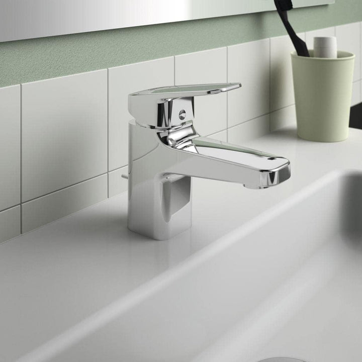 Ideal Standard BD205AA Ceraplan Waschtischarmatur mit Zugknopf-Ablaufgarnitur Auslaufhöhe 59mm BlueS