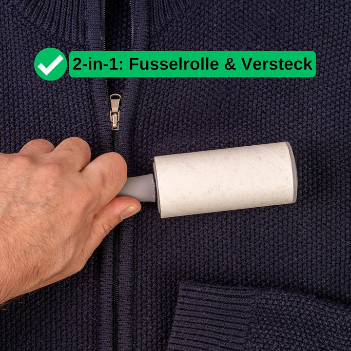 Fusselroller mit Geheimfach, 2 Pack, grosses Versteck in Fusselrolle, mit Schraubverschluss, Wertsac