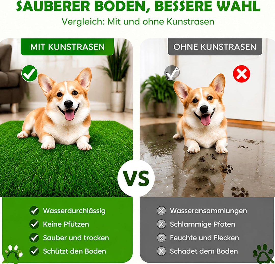 80 x 130cm Kunstrasen Hundetoilette, Hundetoilette Wohnung Trainingsunterlage Wiederverwendbare Haus