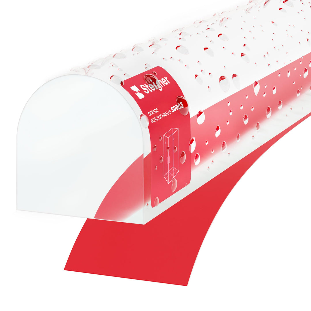 100cm Schwallschutz Acryl Halbrundstab - SDD03 Höhe 10mm - Spritzschutzprofil Halbrundprofil Schwall