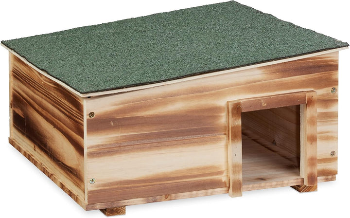 Relaxdays Igelhaus, geflammtes Holz, Igelhotel Boden, 2 Kammern, Winterquartier Igel, Garten, HBT 21