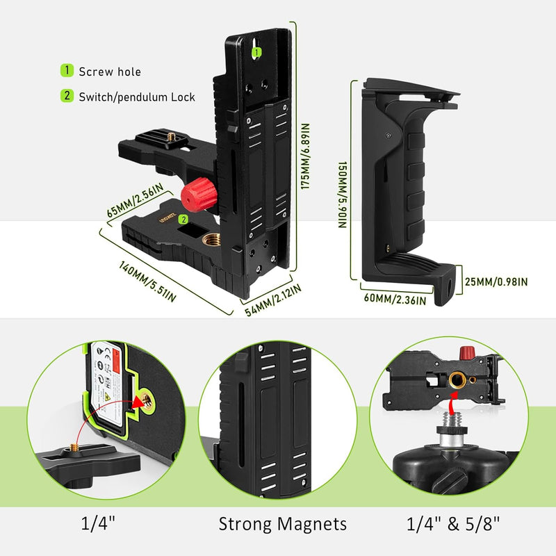 Zokoun Magnethalterung mit Federclip Laser Level Alternative zu einem Standard 1/4 "und 5/8" Gewinde