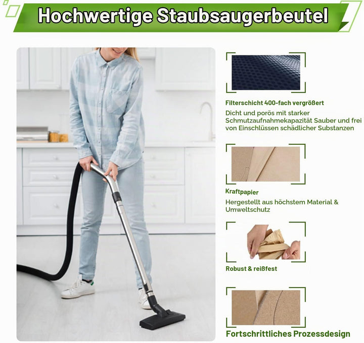 Rebirthcare 15 Stück 6.904-322.0 Staubsaugerbeutel für Kärcher WD2 Beutel Filtertüten WD2 Premium MV