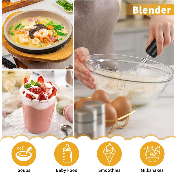 Stabmixer Edelstahl 5 in 1 Stabmixer Set 1000 Watt Pürierstab mit 12 Geschwindigkeiten und Turbo-Mod