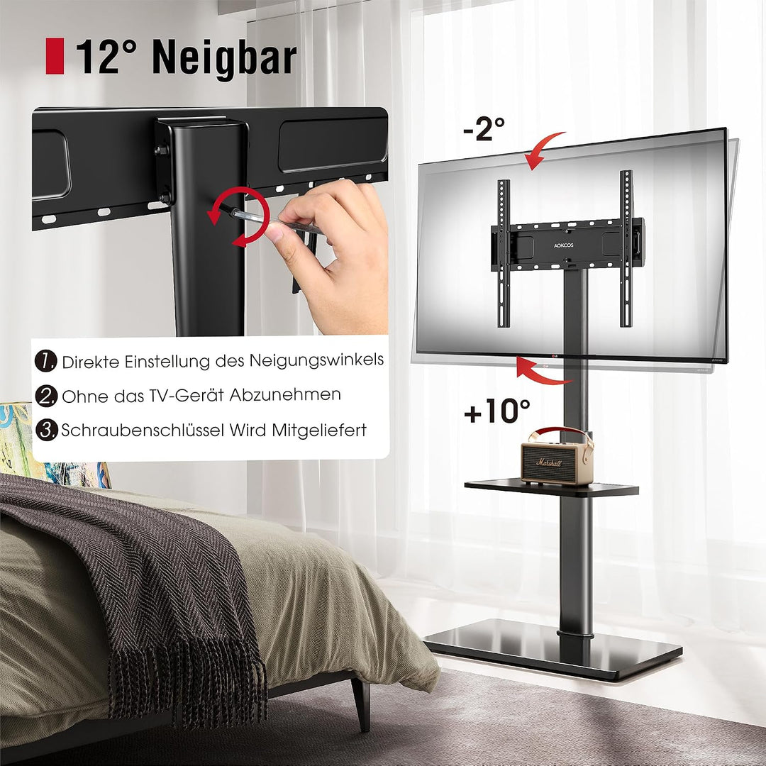 AOKCOS TV Ständer TV Bodenständer für 32-70 Zoll Fernseher bis zu 40 KG, TV Standfuss mit 2 Stufigen