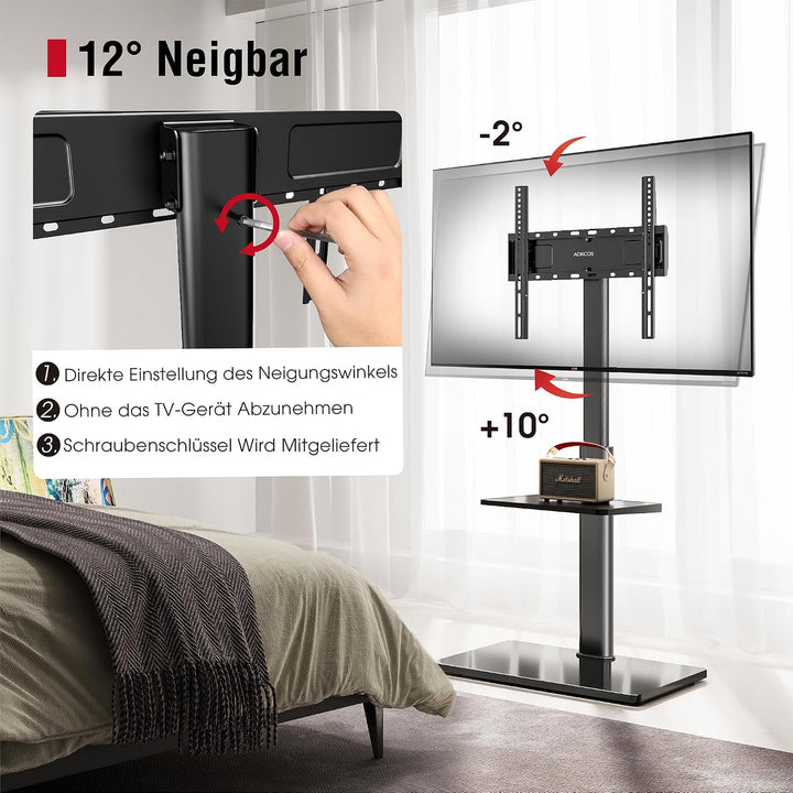 AOKCOS TV Ständer TV Bodenständer für 32-70 Zoll Fernseher bis zu 40 KG, TV Standfuss mit 2 Stufigen