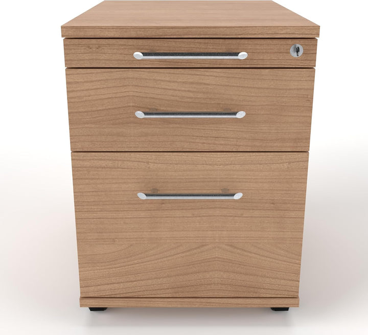 Rollcontainer CADI 43×58×59 cm – abschliessbarer Bürocontainer in Nussbaum mit Orga-, Universal- und