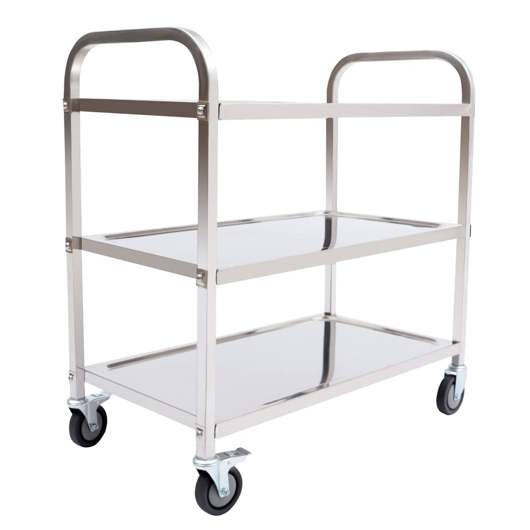 3 Borde Servierwagen, Küchenwagen, Edelstahl Rollwagen, AbräUmwagen, Teewagen Gastro Servierhilfe, T