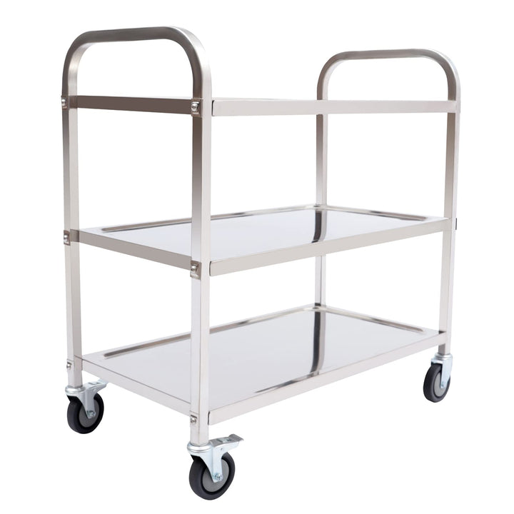 3 Borde Servierwagen, Küchenwagen, Edelstahl Rollwagen, AbräUmwagen, Teewagen Gastro Servierhilfe, T