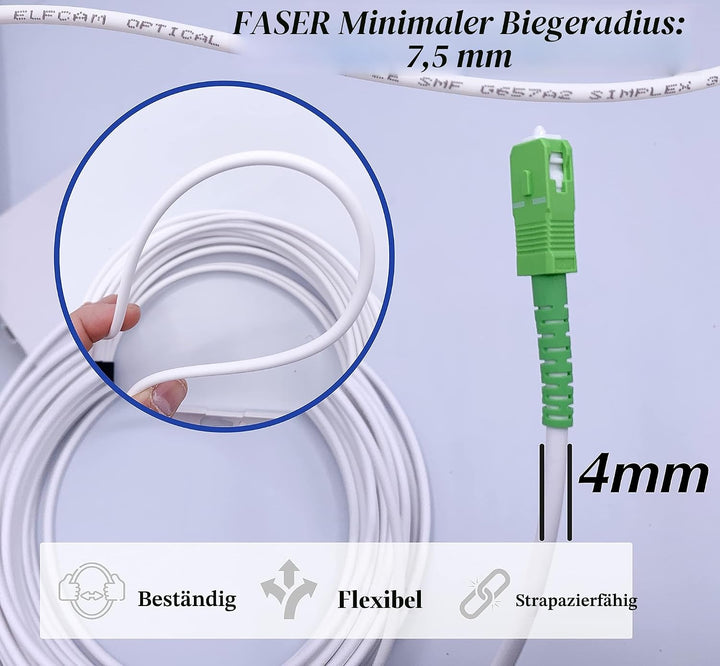Elfcam® - 30m Glasfaser-Kabel SC/APC auf SC/APC Stecker mit Glasfaser-Abschlusspunkt (G-BOX Abschlus