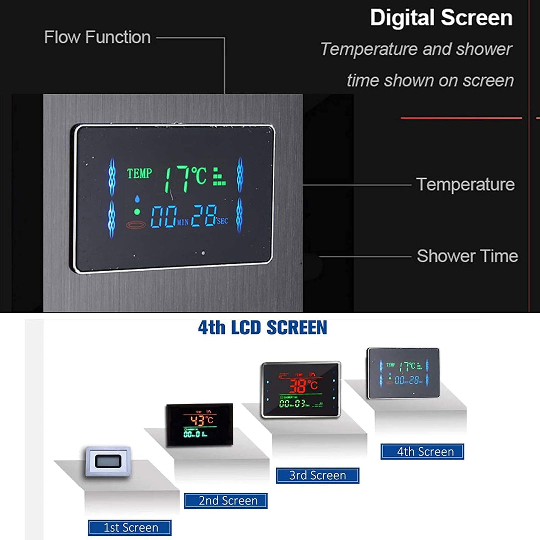 Duschpaneel Schwarz LED Multifunktion Mit Edelstahl Eckmontage Regendusche DuschsäUle Badewannenarma