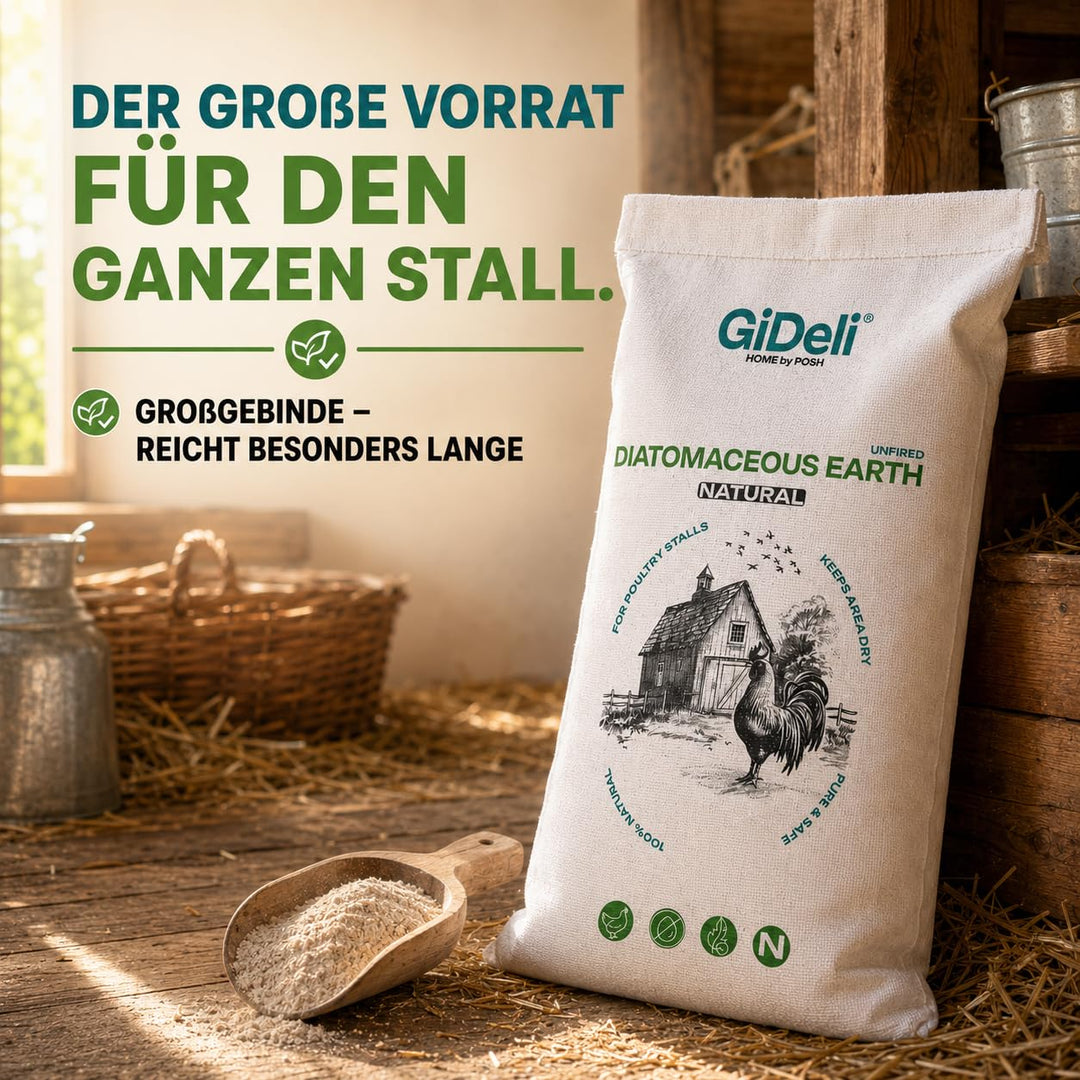 Kieselgur für hühner einstreu Diatomeenerde Pulver Rein unkalziniert gegen die Rote Vogelmilbe 30 kg