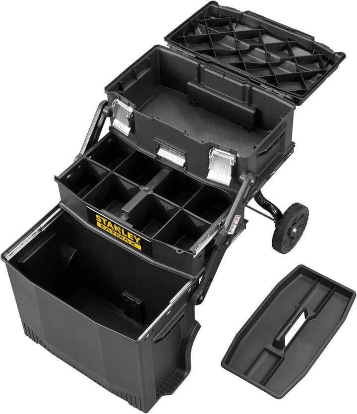 Stanley FatMax Mobile Arbeitsstation (54,9 x 73,3 x 41,3 cm, Schwerlasträder, automatische Sicherhei