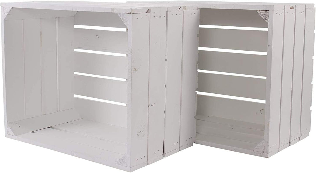 Truhenking 3er Set neue Apfelkiste in weiss (Holzkiste, Obstkiste, Weinkiste Shabby Chic) 50x40x30cm