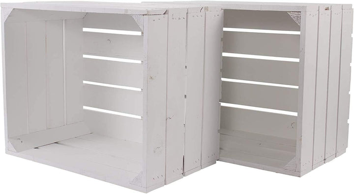 Truhenking 3er Set neue Apfelkiste in weiss (Holzkiste, Obstkiste, Weinkiste Shabby Chic) 50x40x30cm