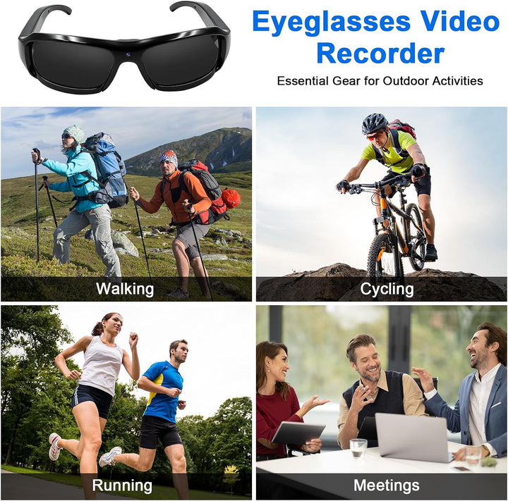 Kleine Brillenkamera, 16GB Sportbrille mit Kamera, 1080P HD Mini Actionkamera, MicroVideokamera Sonn