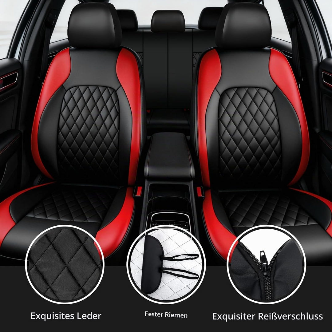 9 Stück Leder Autositzbezüge Sets,Wasserdichtes Sitzbezüge Auto Komplettset,Wasserdicht Vordersitze