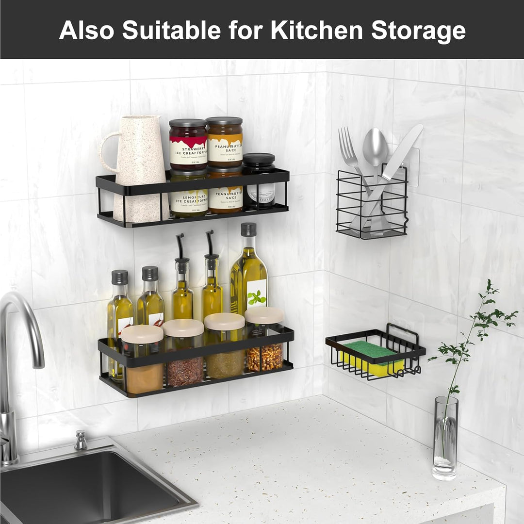 Duschablage Ohne Bohren, Wasserdichter und Rostfreier Duschregal, 4 Stück Badezimmer Regal Organizer