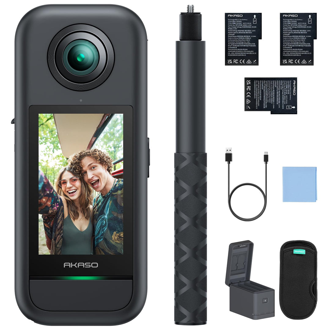 AKASO 360° Action Cam Creator-Set - 5.7K 72MP 360 Grad Actionkamera Duale 1/2" 48MP Sensoren, 2.29&