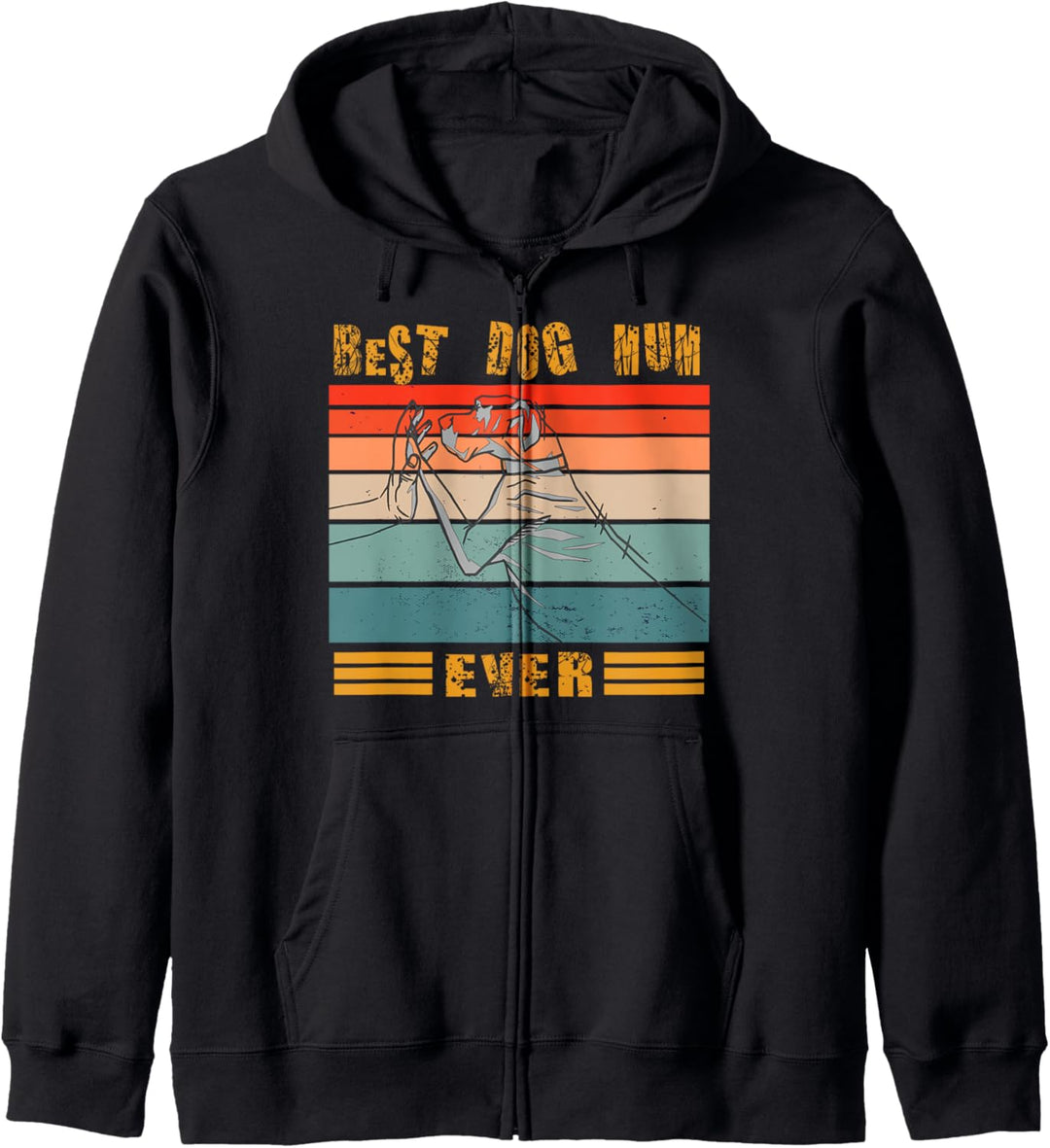 Retro Vintage Best Dog Mum Ever Bump Fit Hundemama Geschenk Kapuzenjacke