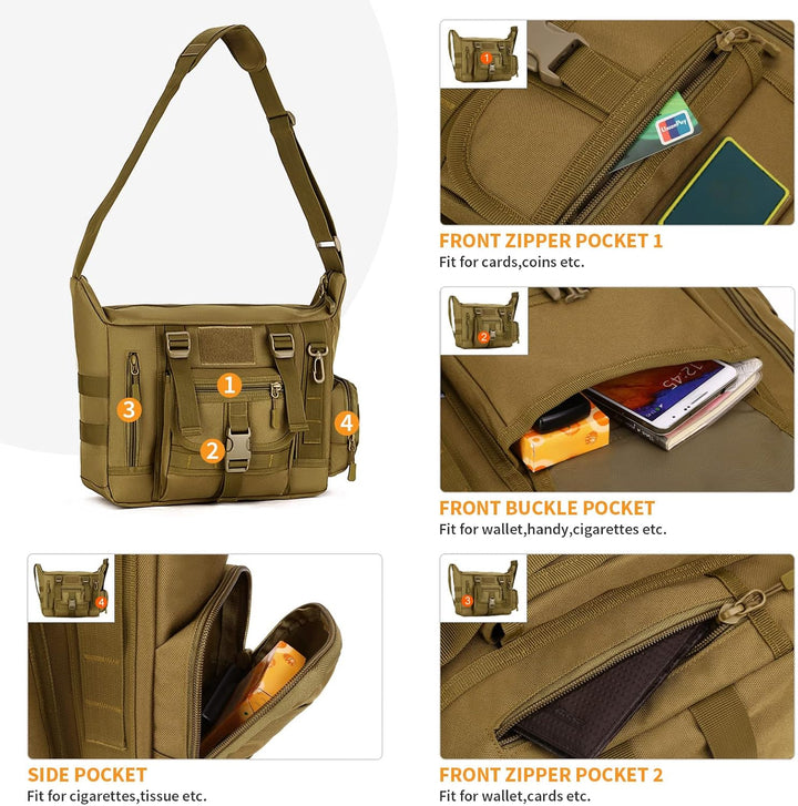 Huntvp Taktisch Schultertasche Militär Crossbody Bag Sling Tasche Wasserabweisend Umhängetasche Mess